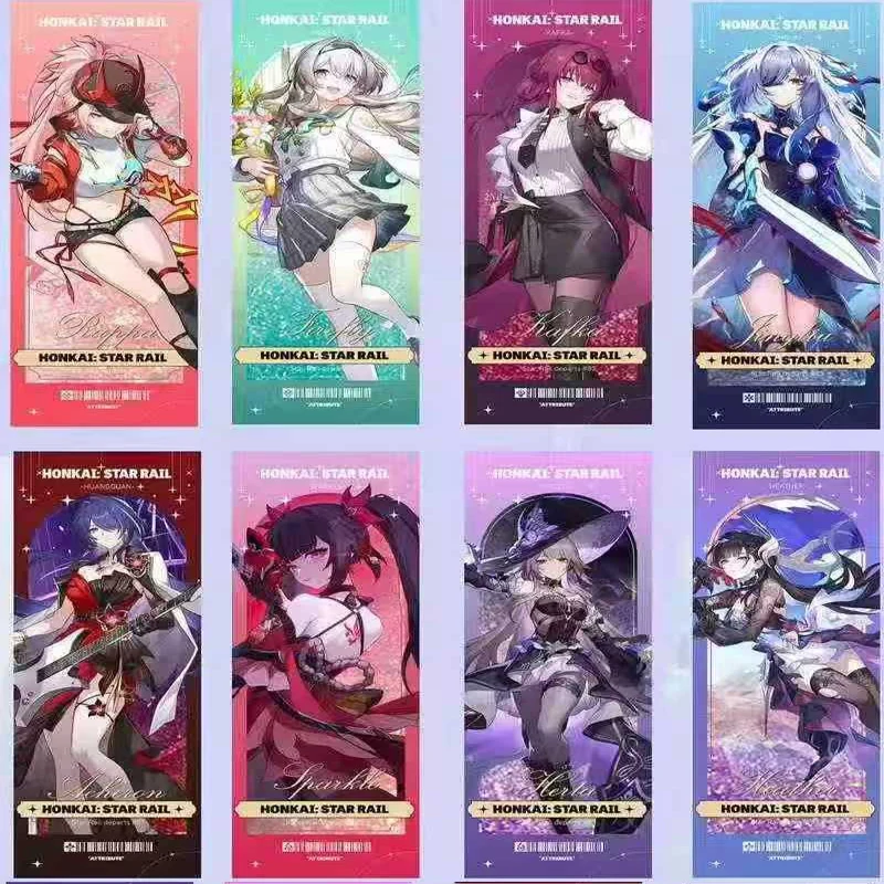 도매 혼카이 스타 레일 글리터 티켓 세트 56종 디자인 18x6cm 샌드 플로우 컬렉션 한정판 1차 시리즈 팬들을 위한