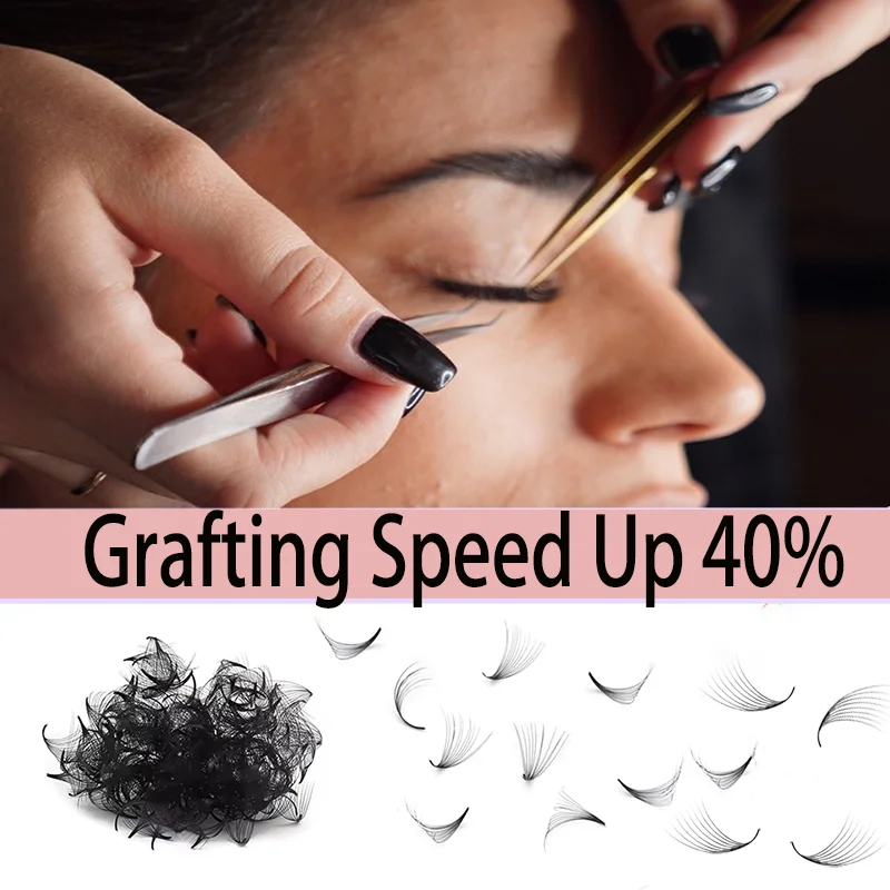 ขนตาปลอมแบบพัดสำเร็จรูป 6D 10D 500 ชิ้น ขนาด M L งอน 6 มม. 7 มม. แบบหลวม ทำมือ ขนตาแบบรัสเซียนวอลุ่ม ฐานบางแหลม