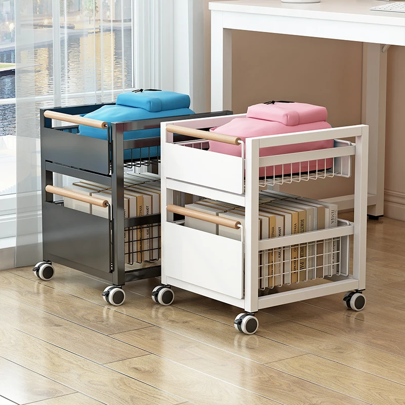 

Movable schoolbag shelf under the table, book placement artifact floor trolley table bottom with wheels storage shelf bookshelf