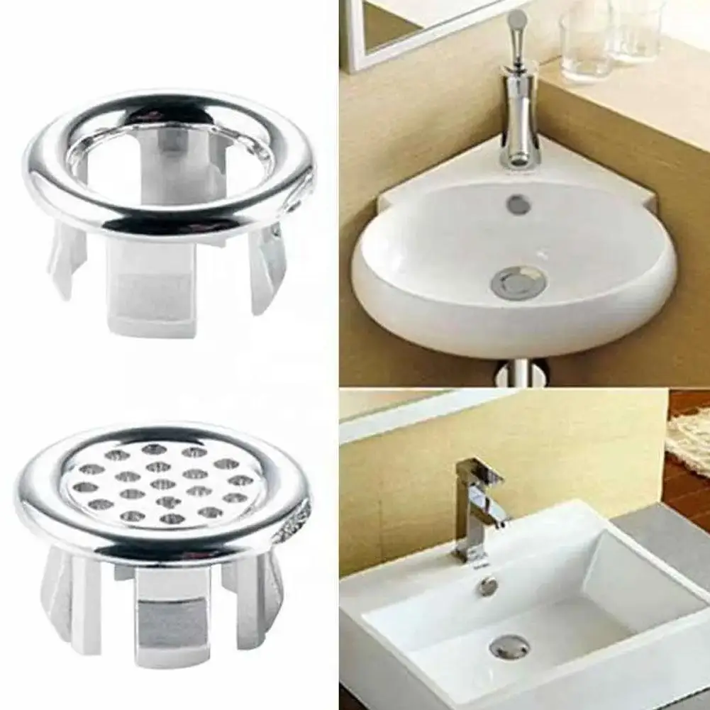 1 pz plastica foro per lavello copertura di troppopieno per cucina bagno lavabo Trim bagno tappo di scarico lavandino lavabo tappo di troppopieno rotondo P6Q9