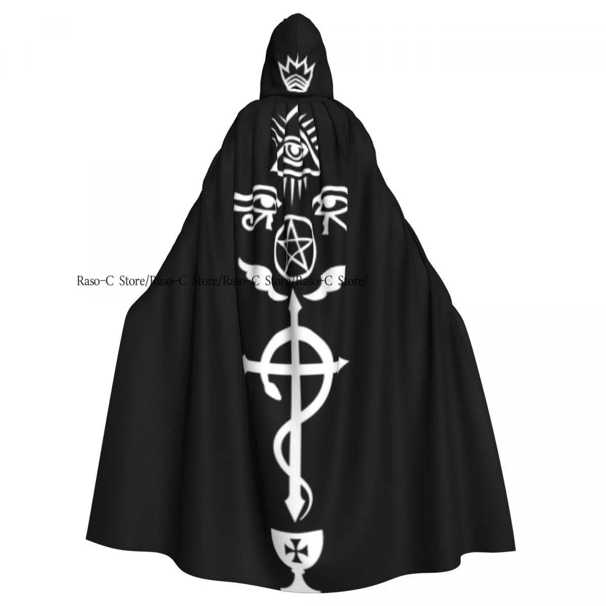 Long Cape Cloak Crux Serpentines Crown Eye Of Providence The Winged Serpent Cross Pentagramjpg Hooded Cloak Coat Autumn Hoodies