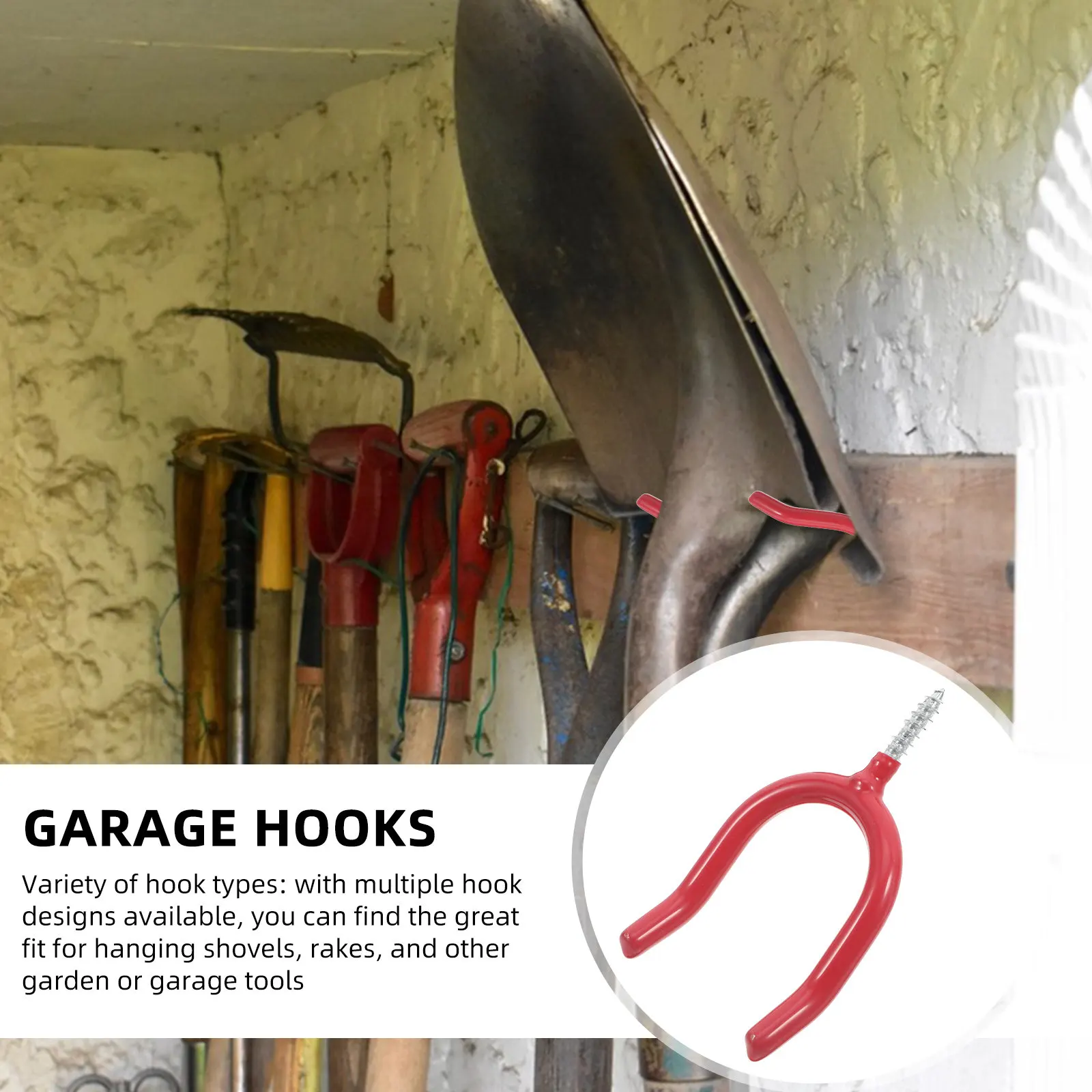 Heavy Duty U Shaped Utility Hooks Garage Wall Mounted Steel Vinyl Coated Tool Hanger for Organizing Garden Equipment Yard