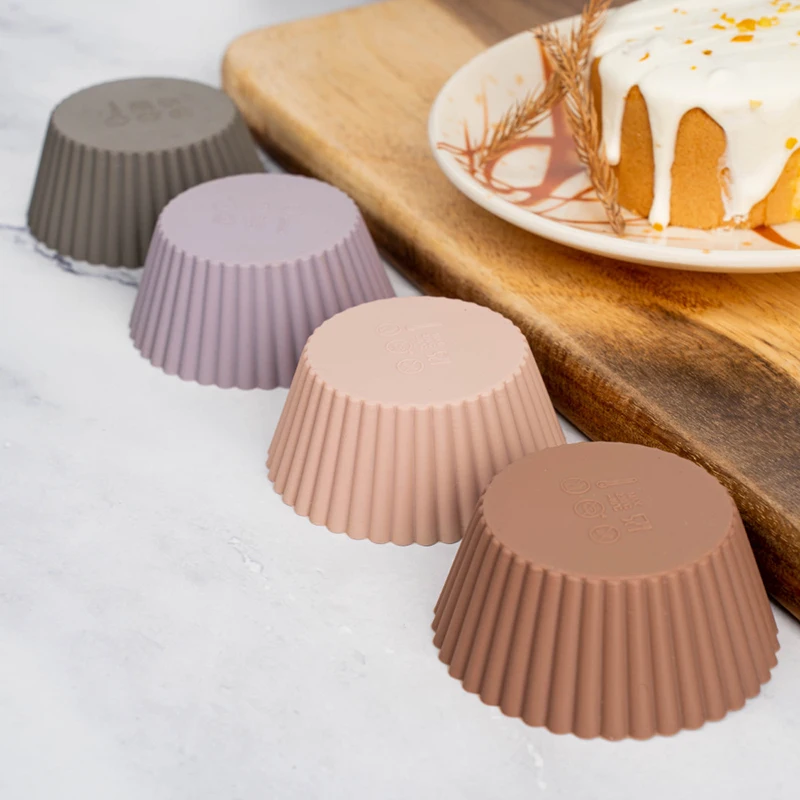 4/8/12pcs Reusable Silicone Muffin Cups High-Temperature Resistant Baking Liners for Cupcakes, Weddings, and Parties