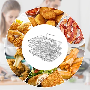 Air Fryer Basket Roasting Rack Stainless Steel BBQ Grill Three Stackable Steamer Racks For Ninja Air Fryer Kitchen Accessories