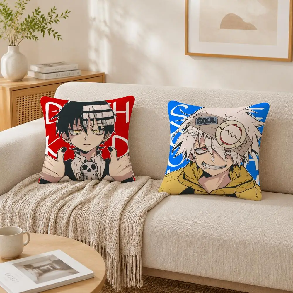Japanese Anime S-Soul Eater Cushion Cover Plush Decorative Pillow Case With Hidden Zipper Cutecore Room Decor For Home