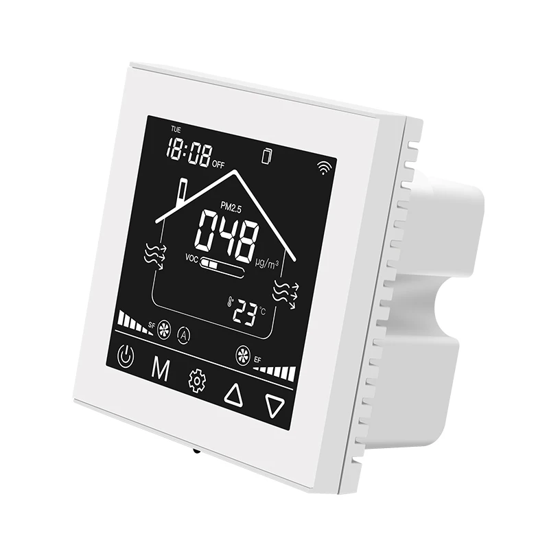 White shell real time monitoring VOC PM2.5 temperature and humidity RS485 HVAC ventilation system fan controller