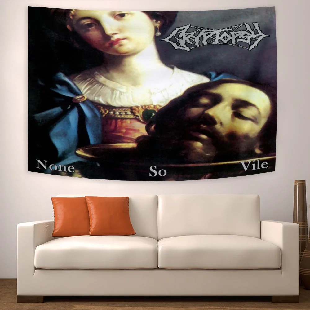 3x5ft Cryptopsy As Gomorrah Burns Album Cover Music Tapestry Wall Hanging Home Decorations for  Bedroom  Room Decor Aesthetic