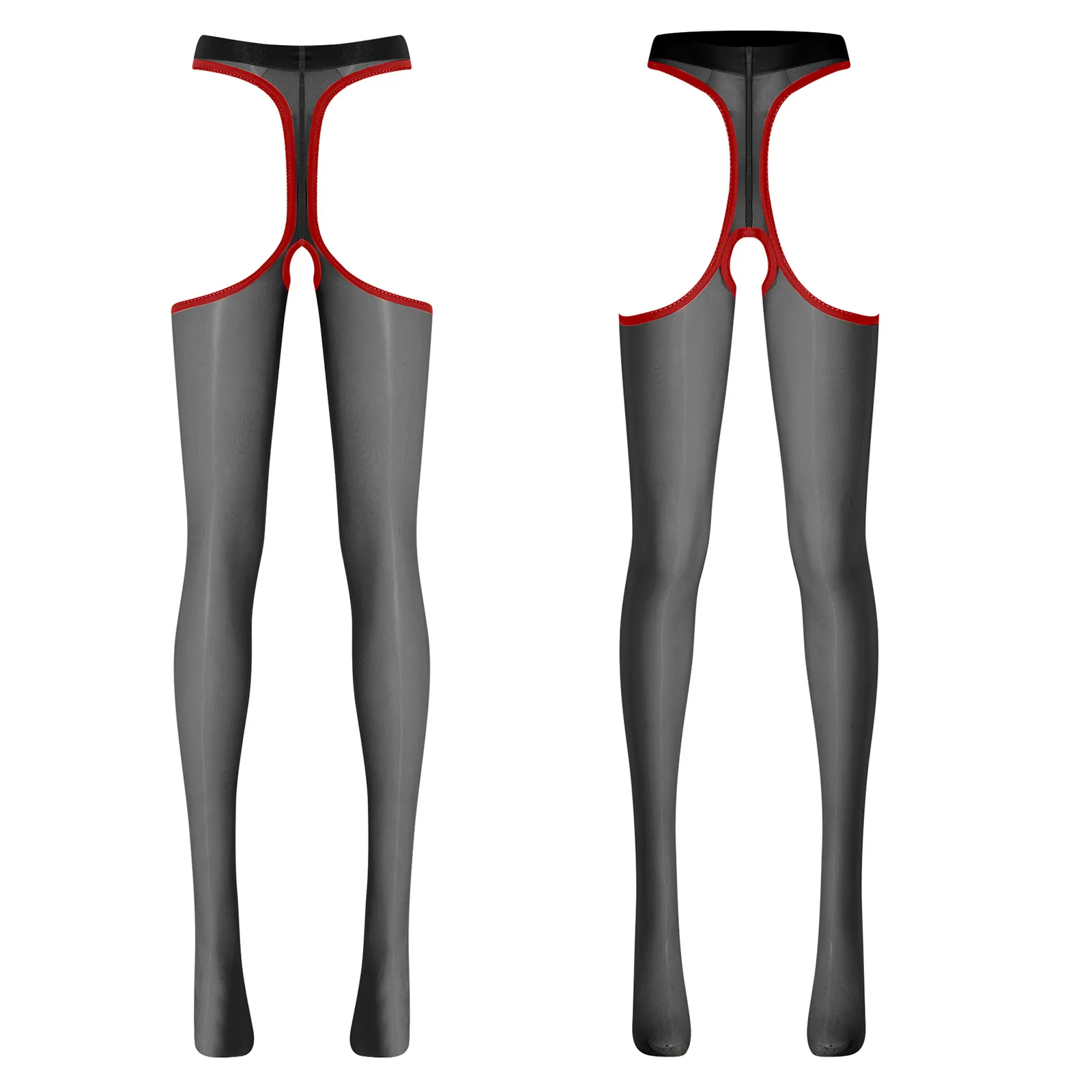 

No Crotch High Waist Leggings Tearable Flirting Pantyhose Women Thin See Through Suspender Tights Dress High Tight Stockings