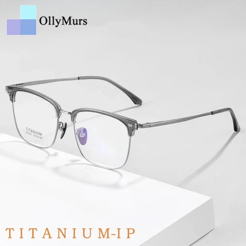 

OLLYMURS модные ретро ацетатные очки по рецепту квадратные большие лица из чистого титана роскошные оптические очки по рецепту мужские