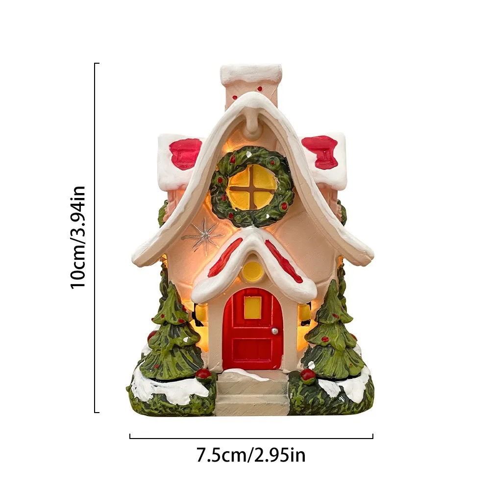 Glowing Christmas Cabin House with Led Lights Christmas Story Village Houses Festival Ornament Christmas Atmospheres Decor Props