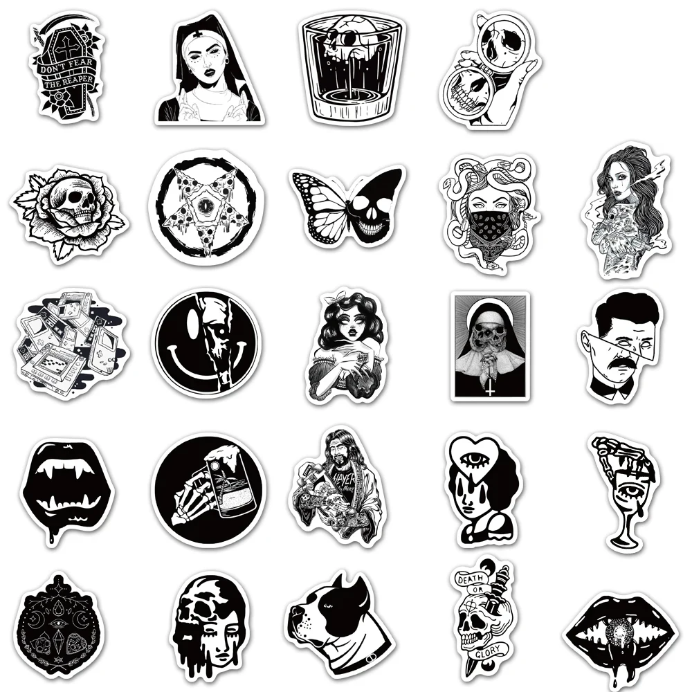 10/30/50pcs Gothic Style Horror Devil Witch Graffiti Stickers Decals Skateboard Travel Luggage Car Guitar Laptop DIY Toy Sticker