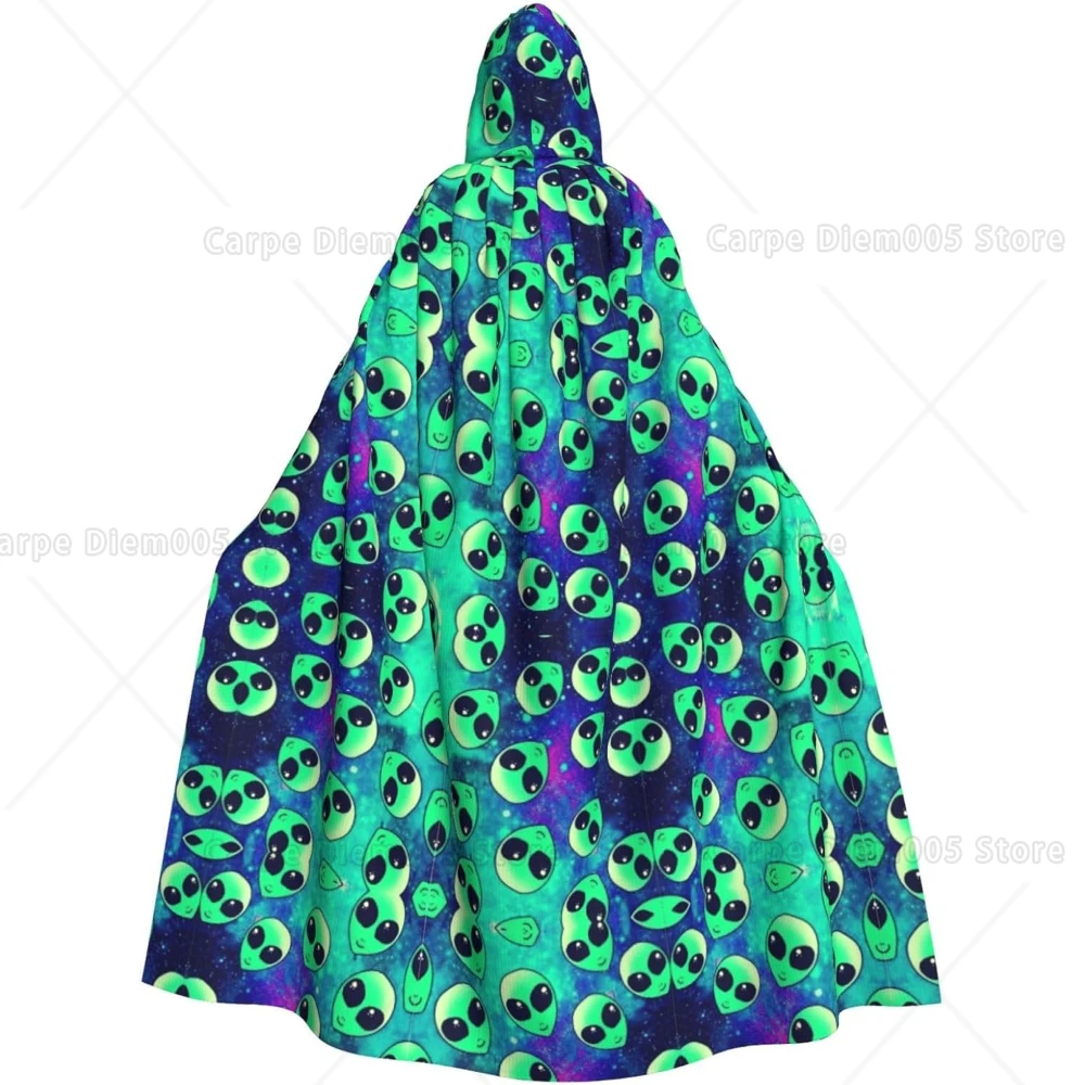 

Alien UFO Funny Print Adults Hooded Cloak with Halloween Christmas Witch Cape Robe Costume Party Supplies
