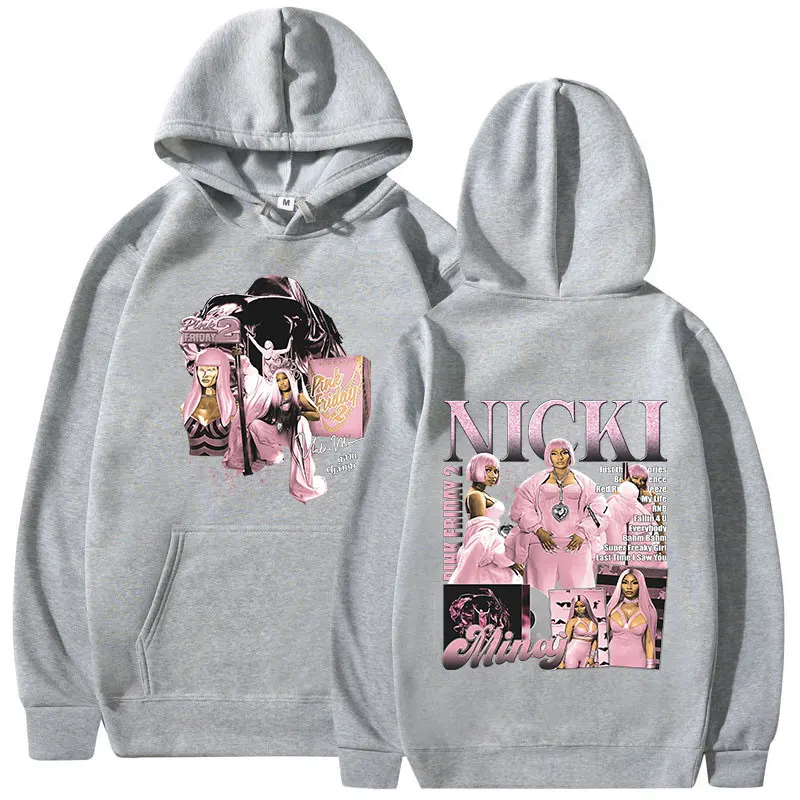 Rapper Nicki Minaj Pink Friday 2 Hoodie grafis pakaian Pria Wanita mode Hoodie Hip Hop Vintage Harajuku Sweatshirt ukuran besar