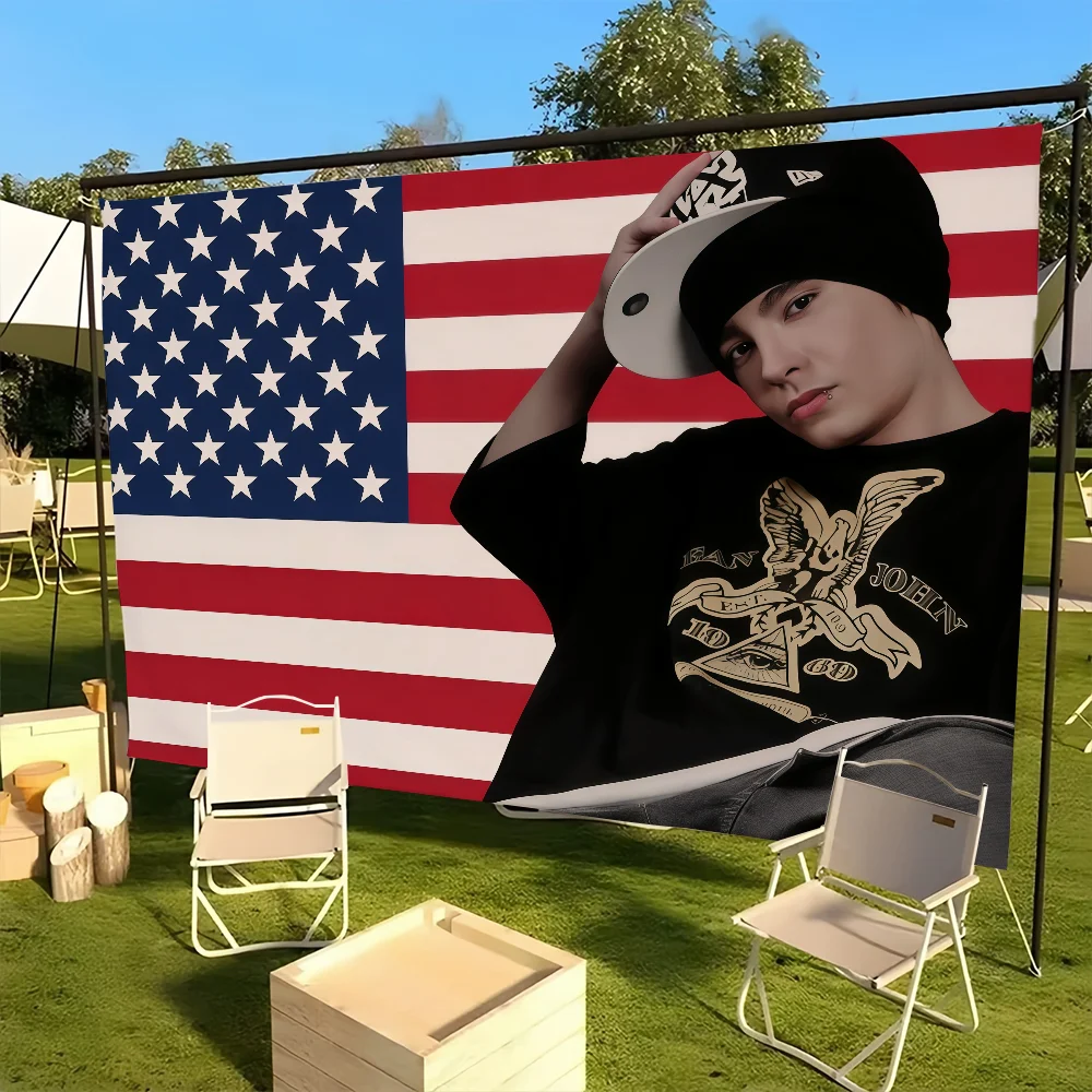 Germany Singer Tom Bill Kaulitz America flag Decoration Outdoor Picnic Party Art Hanging Home Camping Party Banner Best sellers
