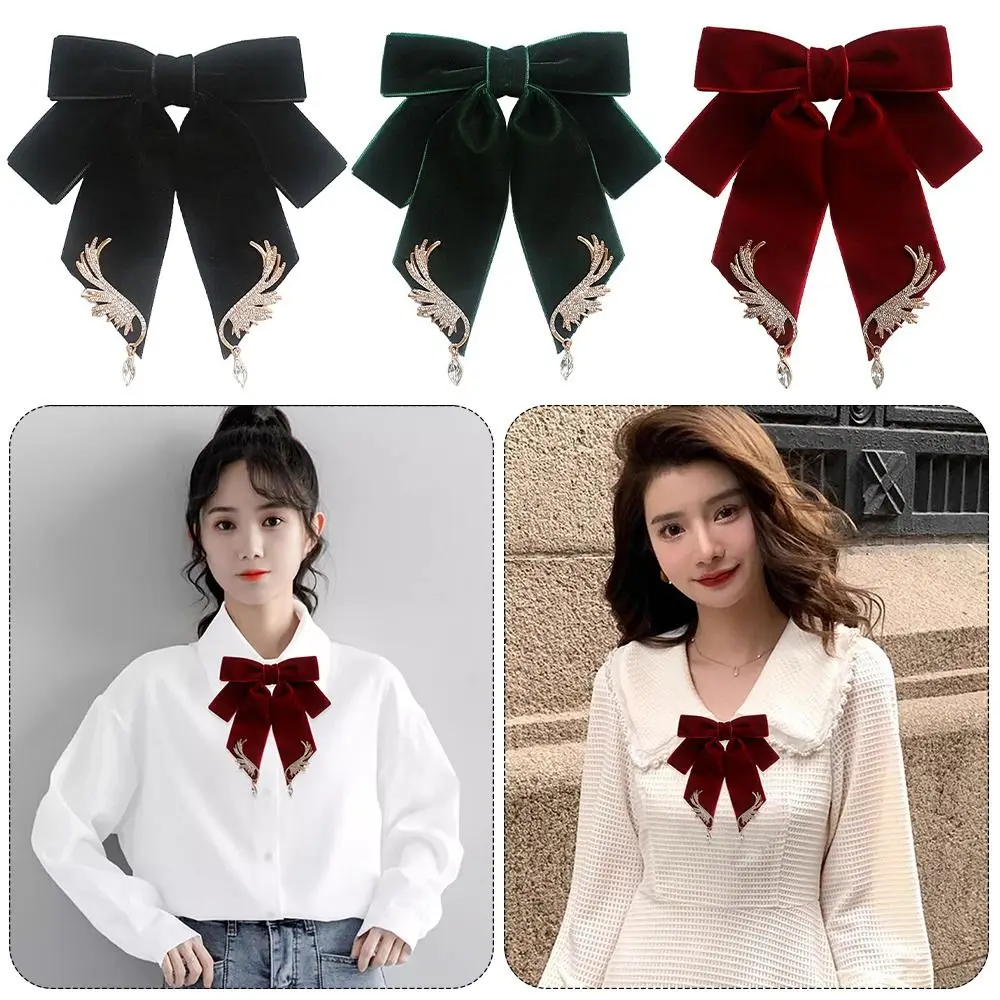 New Retro Velvet Bowtie Business Elegant Fabric Bow Brooches Korean Bowknot Necktie Women and Man
