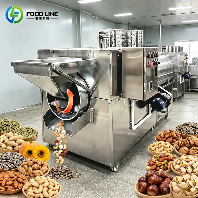 Low Noise Stable Roasting Equipment Long Time Continuous Industrial Nut Production Nut Roaster Machine Customized