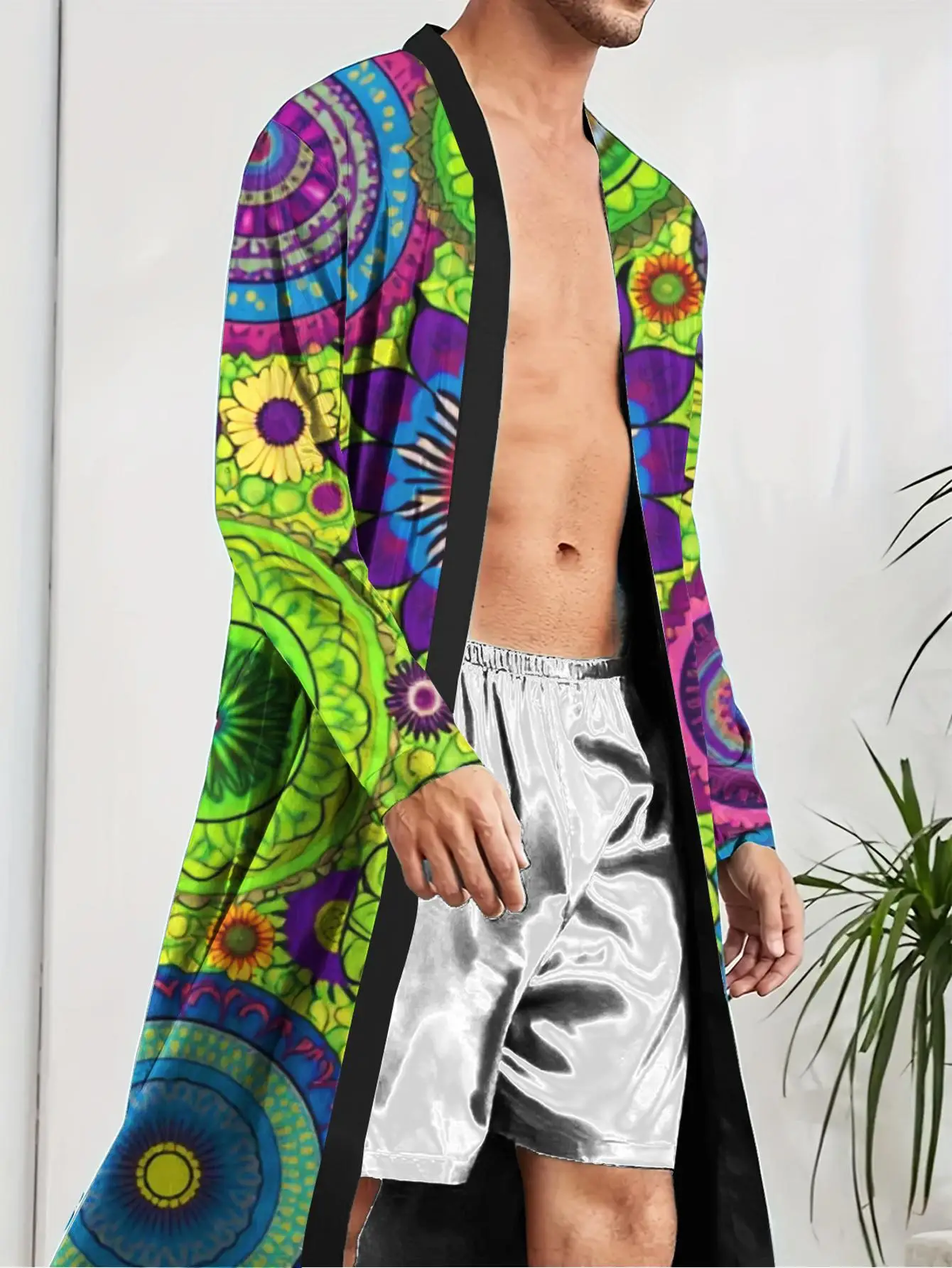 

1pc Men's Robes 2026 Spring/Summer Nightie for Men Polyester Robes Robe 3D Printed Men's Bathrobe Graphic Dressing Gown