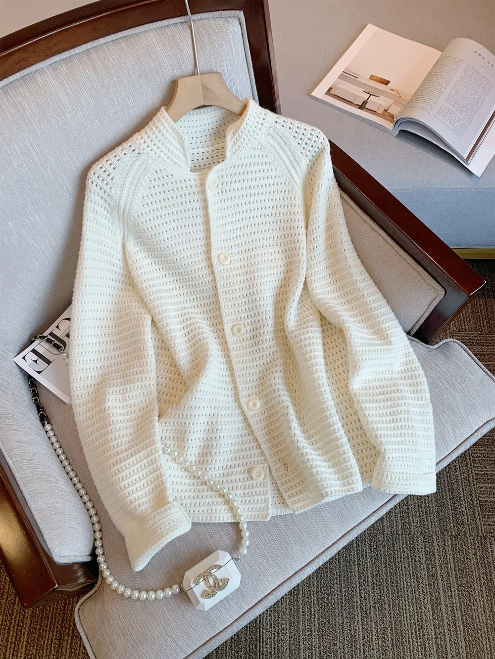 

Милый вязаный открытый кардиган свободного покроя, весна-осень, ленивый Sle, универсальная утягивающая верхняя одежда, топ для женщин