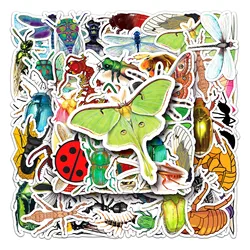 50Pcs Insect series Cartoon Cute Waterproof Sticker Skateboarding Snowboard Retro Vinyl Sticker