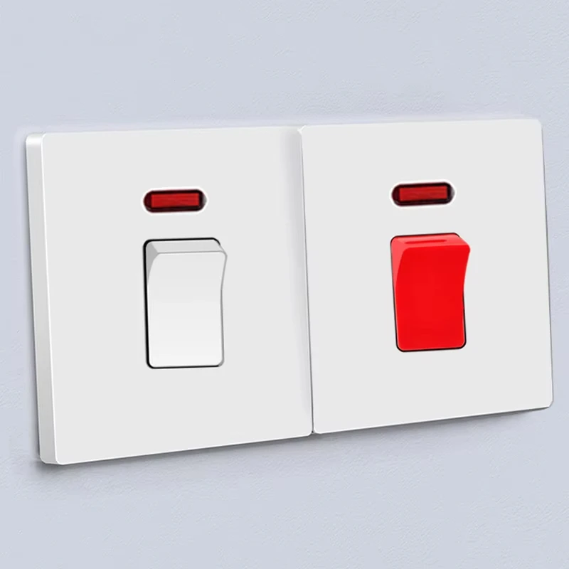 TV SAT Socket 20A 45A Air Conditioner Water Heater Switch DP Power Switch High-Power Electrical Appliances White Plastic Frame