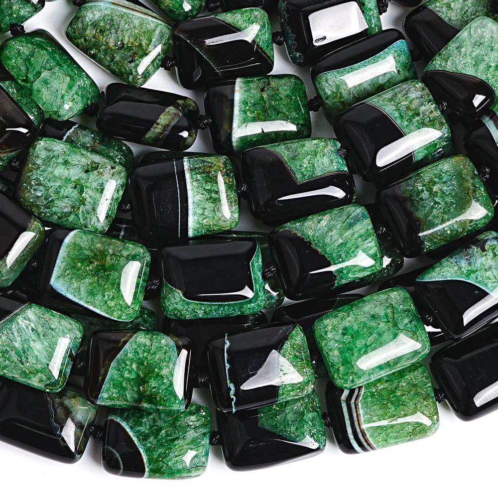 Premium 20x15mm Green Agate Cube Beads Chunky Square Natural Dyed Gemstone Spacer Beads for Bracelet Necklace Crafting