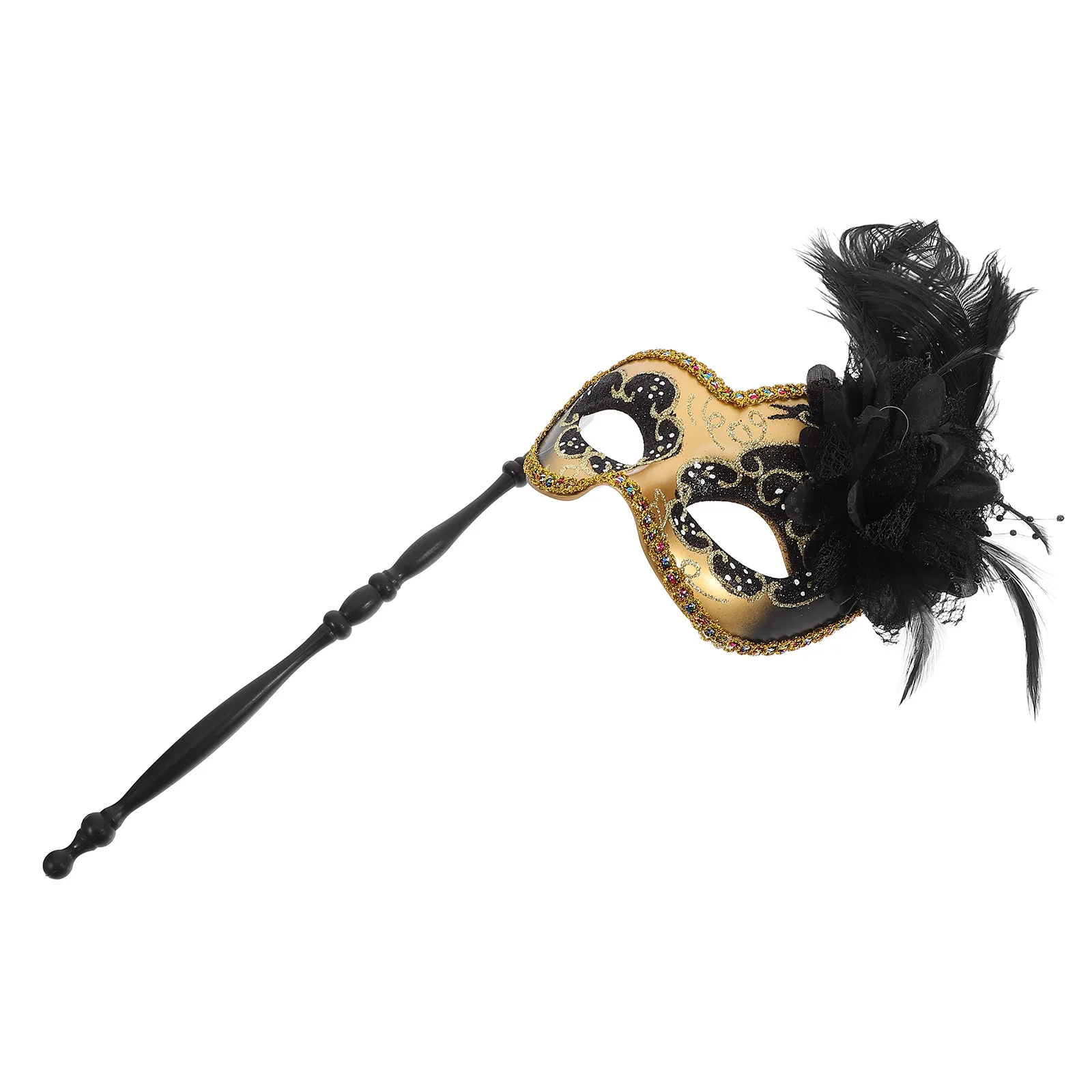 マスク 仮面舞踏会 装飾 ハロウィンパーティー コスプレ スティックマスク ゴールド ステージパフォーマンス バルクマスク
