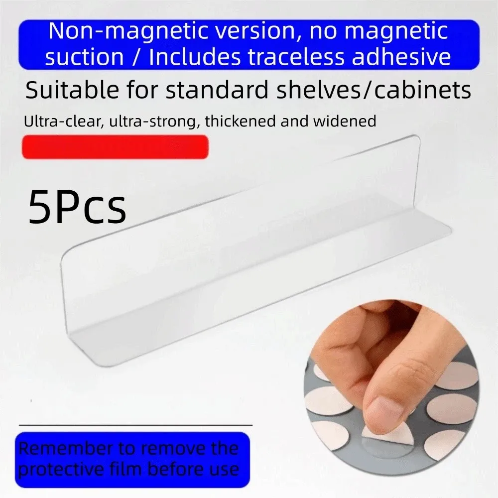 5Pcs Transparent Shelf Divider Panels 20/30/40cm L-Shaped Supermarket Shelf Dividers Heavy-Duty Multifunction Desk Gap Barrier
