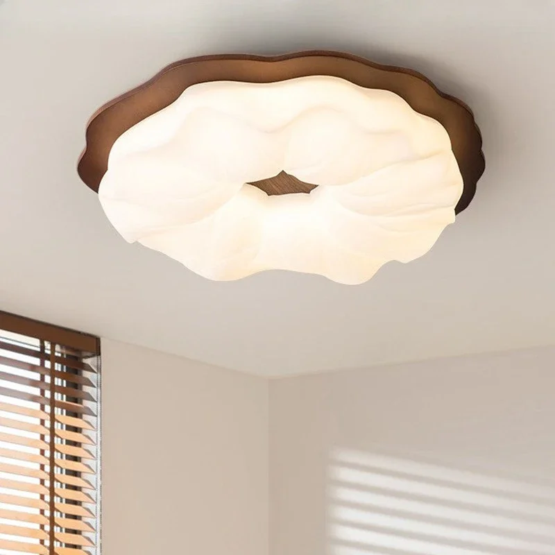 Medieval style bedroom ceiling lamp vintage walnut wabi-sabi