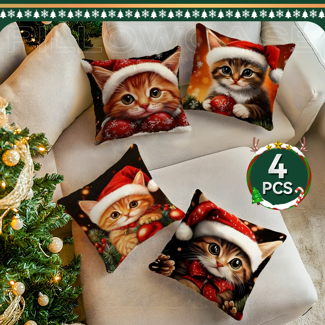 عيد الميلاد هريرة الوسائد المخدة غطاء الوسادة رمي وسادة أريكة الديكور وسادة غطاء ديكور المنزل سيارة #1