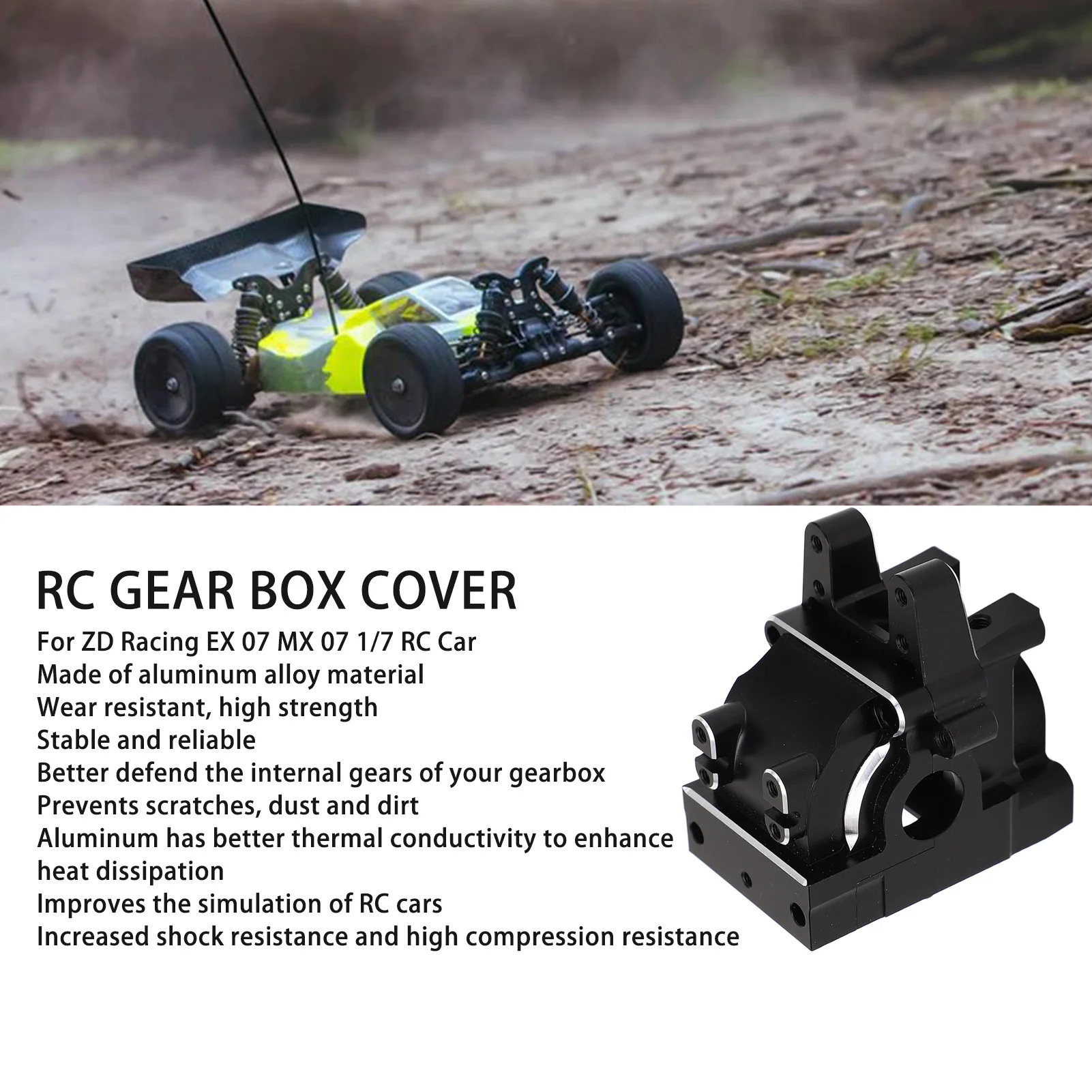 Tampa da caixa de engrenagens RC para ZD Racing EX 07 MX 07 1/7 RC Car Liga de alumínio de alta resistência Tampa diferencial RC