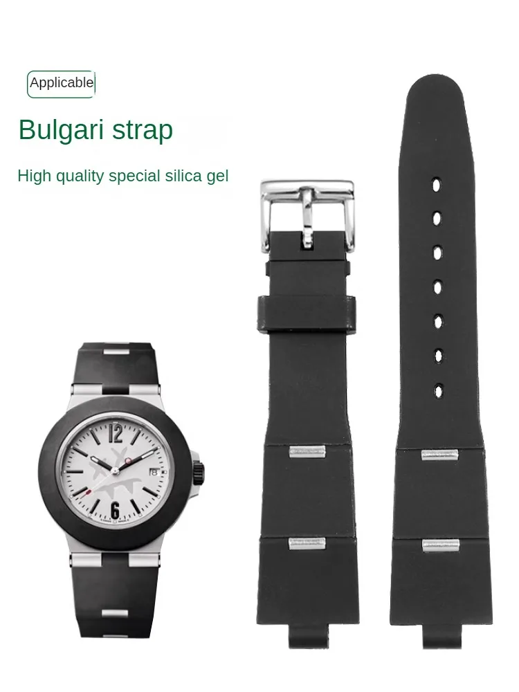 Adapting B-ulgari DIAGONO Convex Rubber Watch with Black Waterproof Silicone Bracelet for Men and Women 7 8 9mm22