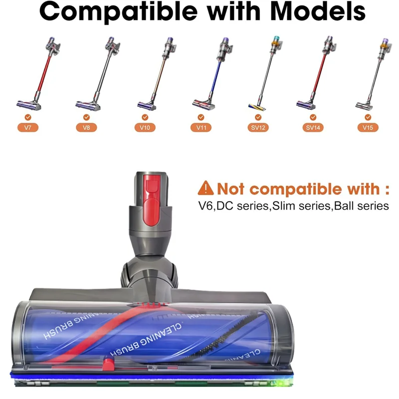 رأس محرك مباشر مع مصابيح أمامية LED لـ Dyson V7 V8 V10 V11 V15 رأس محرك مباشر سريع التحرير مبيعات فرش تنظيف الرأس