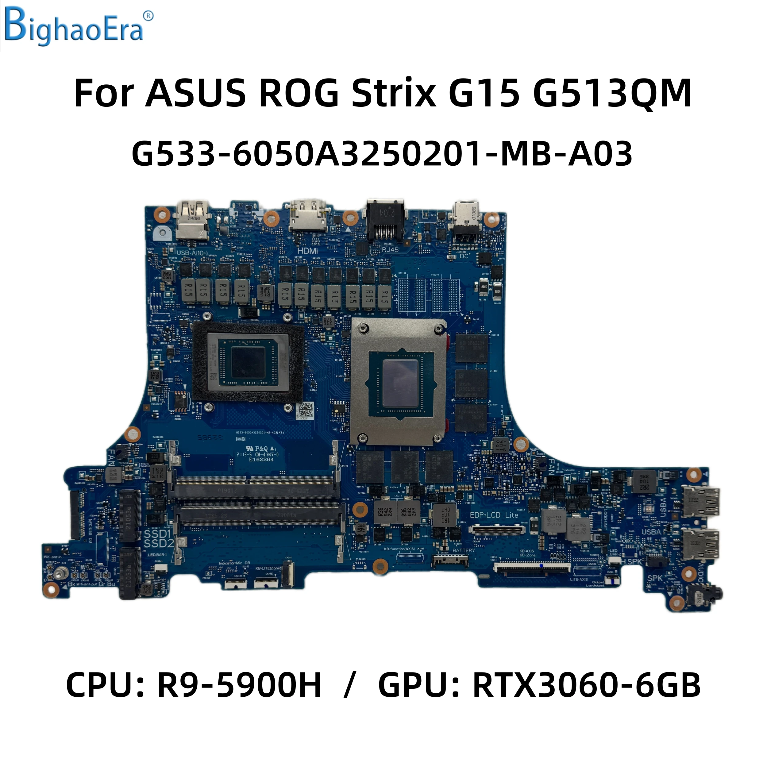 Placa base para ordenador portátil ASUS ROG Strix G15 G513QM con CPU de R9-5900H RTX3060-6GB G533-6050A3250201-MB-A03 G533-6050A3250203-MB-A03