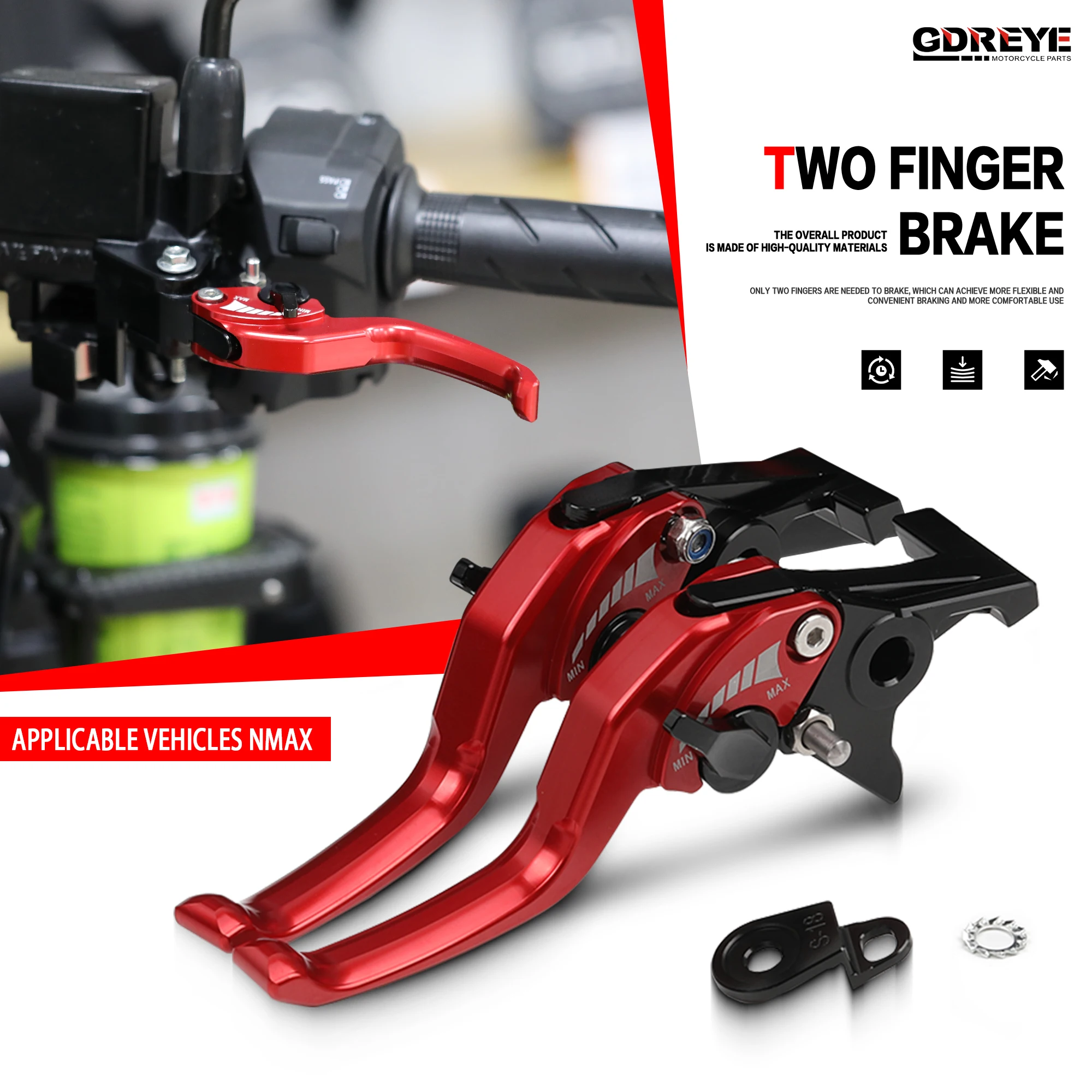

For Yamaha NMAX 155/160/125 2015-2025 Motorcycle nmax 125 155 Short Brake Lever Aluminium Adjustable with Parking Lock Stopper
