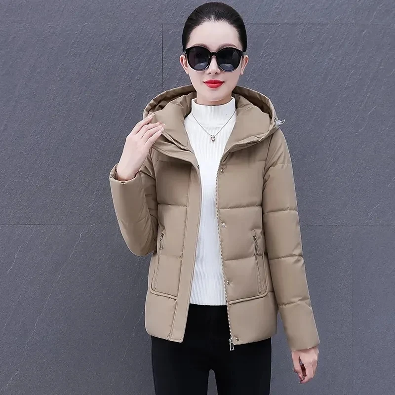 2023 New Women\'s Winter Parka Coat Casual Fashionable Elegant Ladies Outerwear Loose Jacket Hooded Down Cotton Parkas Female