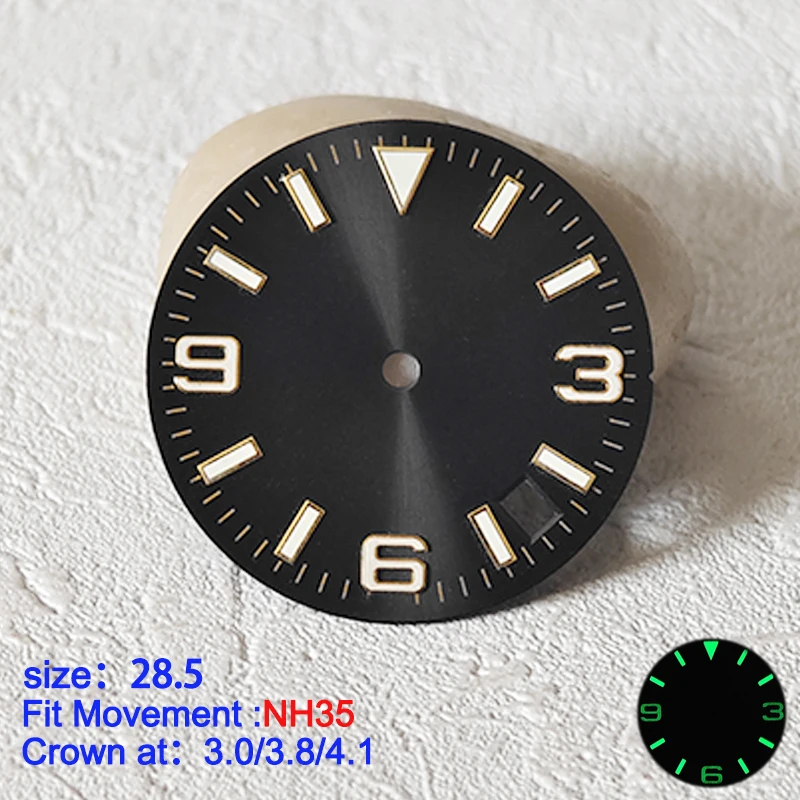 Поверхность мужских часов 28,5 мм, подходит для SKX 007 SKX 009 6105 SRPD Tuna Monster Turtle, подходит для японского механизма NH35/NH36