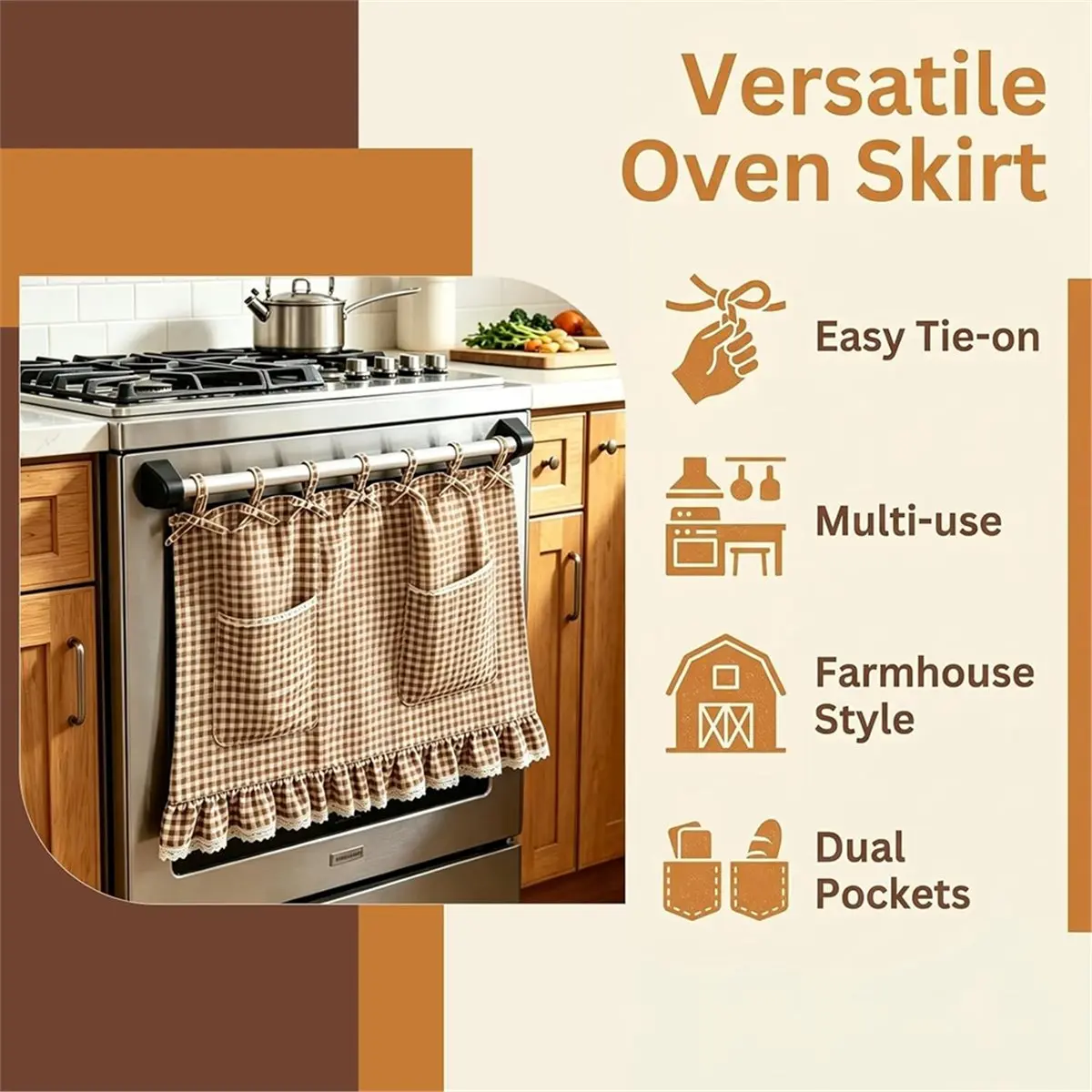 Oven Skirt Curtain for Door,Kitchen Oven Curtain for Farmhouse Kitchen Decor,Stove Cover Skirt for Kitchen