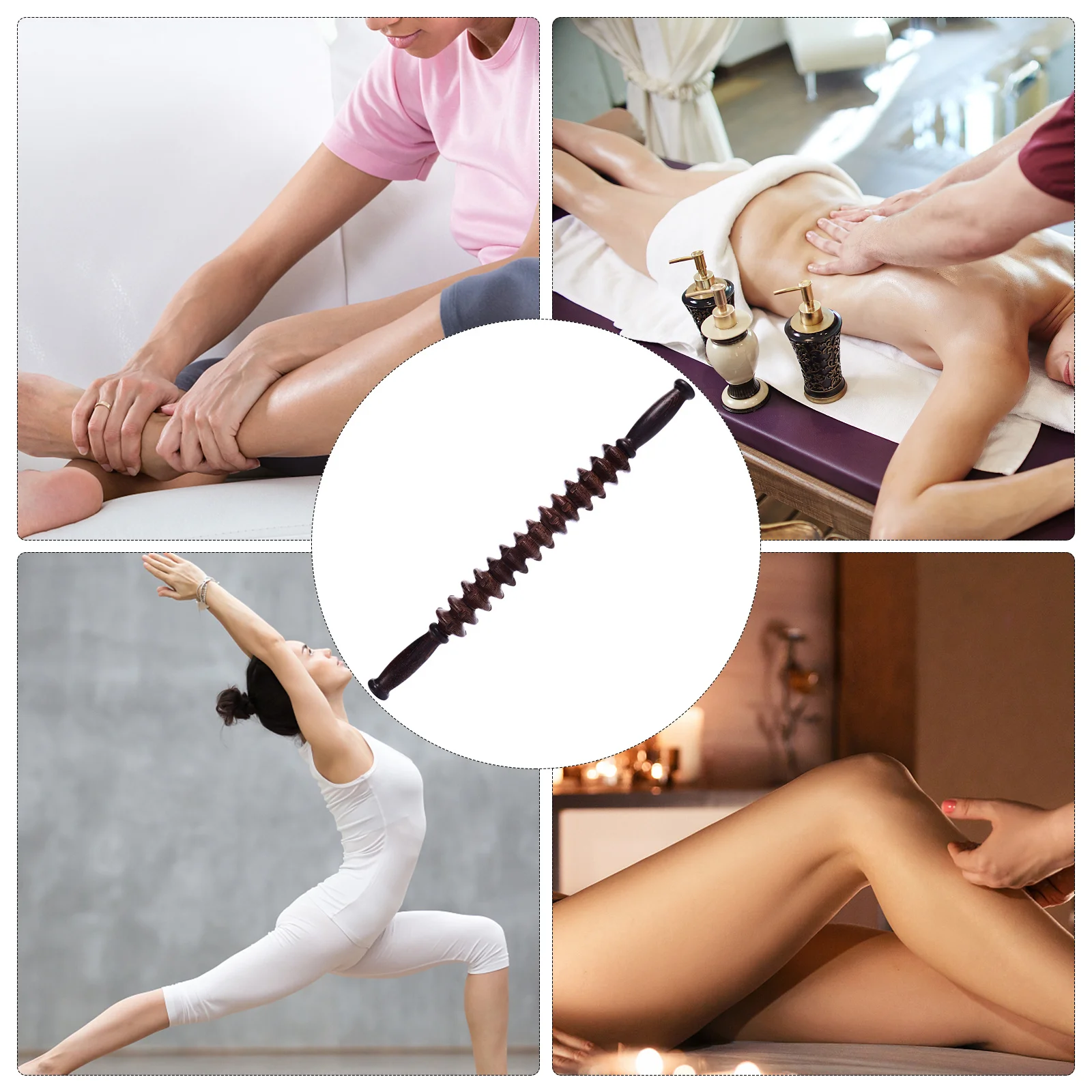 

Wooden Massage Roller Muscle Roller Stick Full Body Massager For Fascia Release Non-Skid Handle Yoga Relax Rod Athletes
