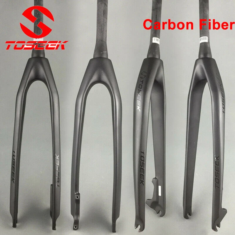 

TOSEEK Matte 3K Carbon Fiber Mountain Bike Fork 1-1/8" Rigid Disc Brake Bicycle Forks 26/27.5/29er MTB Straight Tube 28.6mm