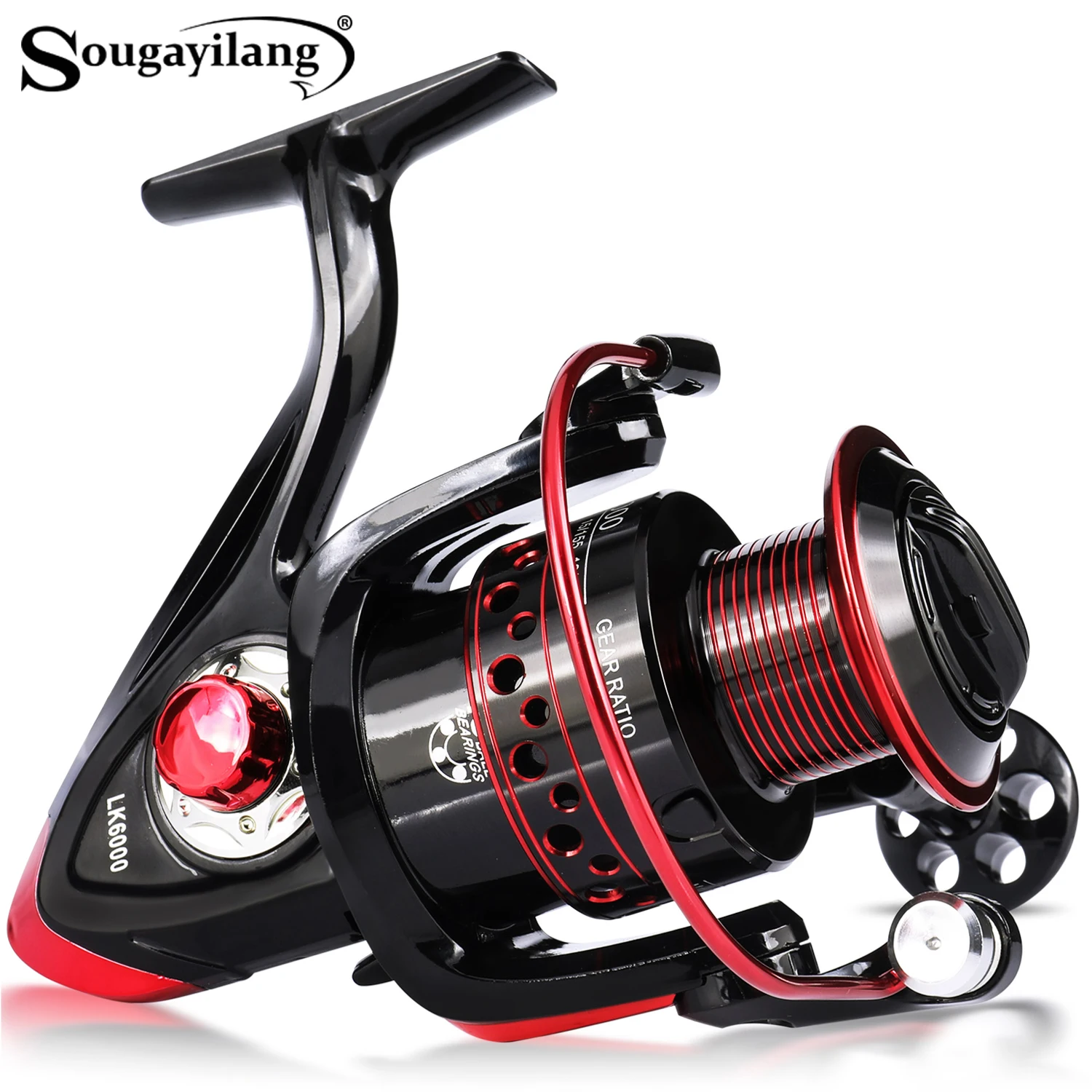 Carrete de pesca giratorio Sougayilang serie 2000-7000, carrete de aluminio 5,2/4,7:1, relación de engranaje, carrete ligero y potente, aparejos de pesca
