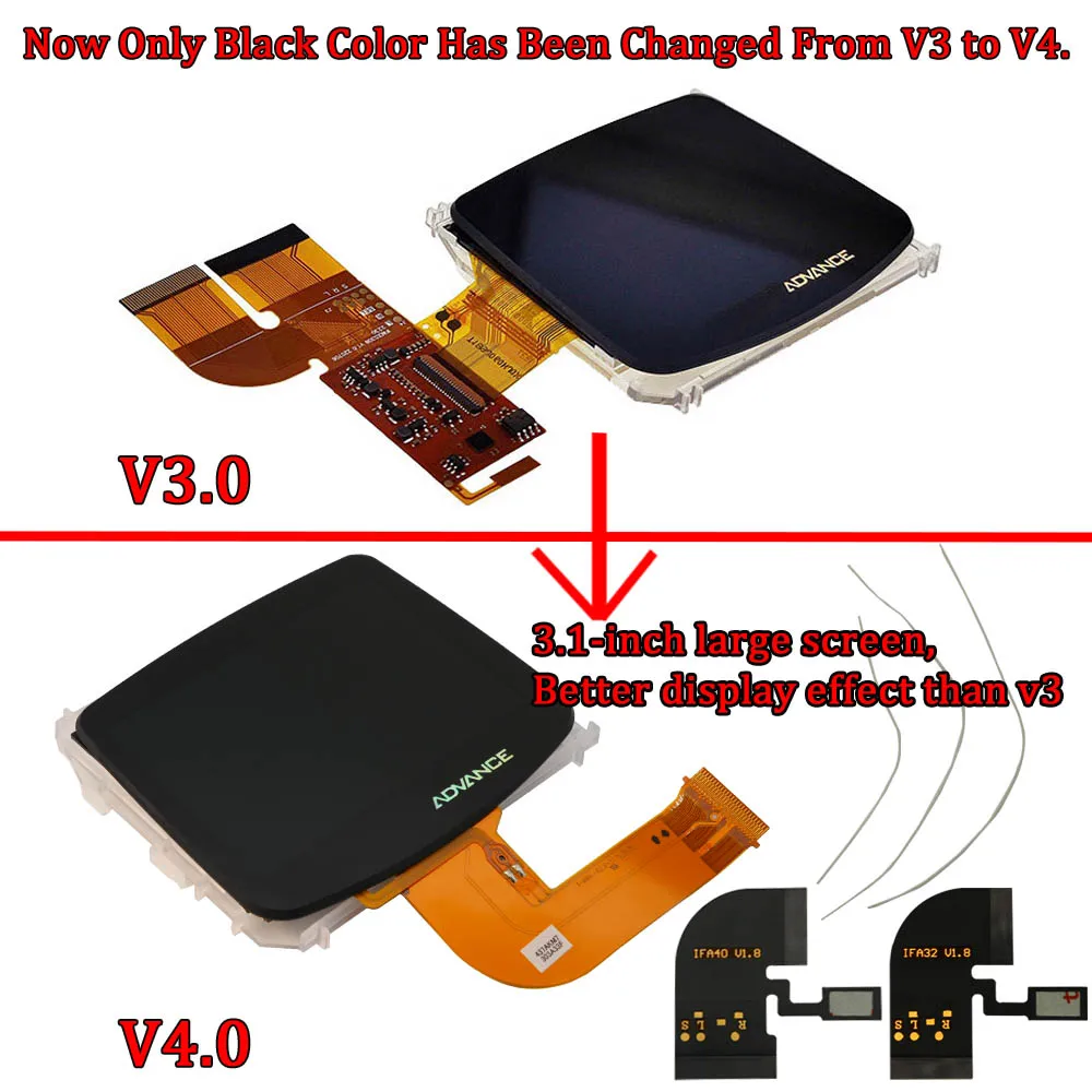 جديد IPS V4 شاشة LCD مغلفة مسبقًا لشاشة نينتندو GBA الخلفية شاشة LCD 15 مستويات سطوع عالية IPS LCD V4.0 مجموعات الشاشة