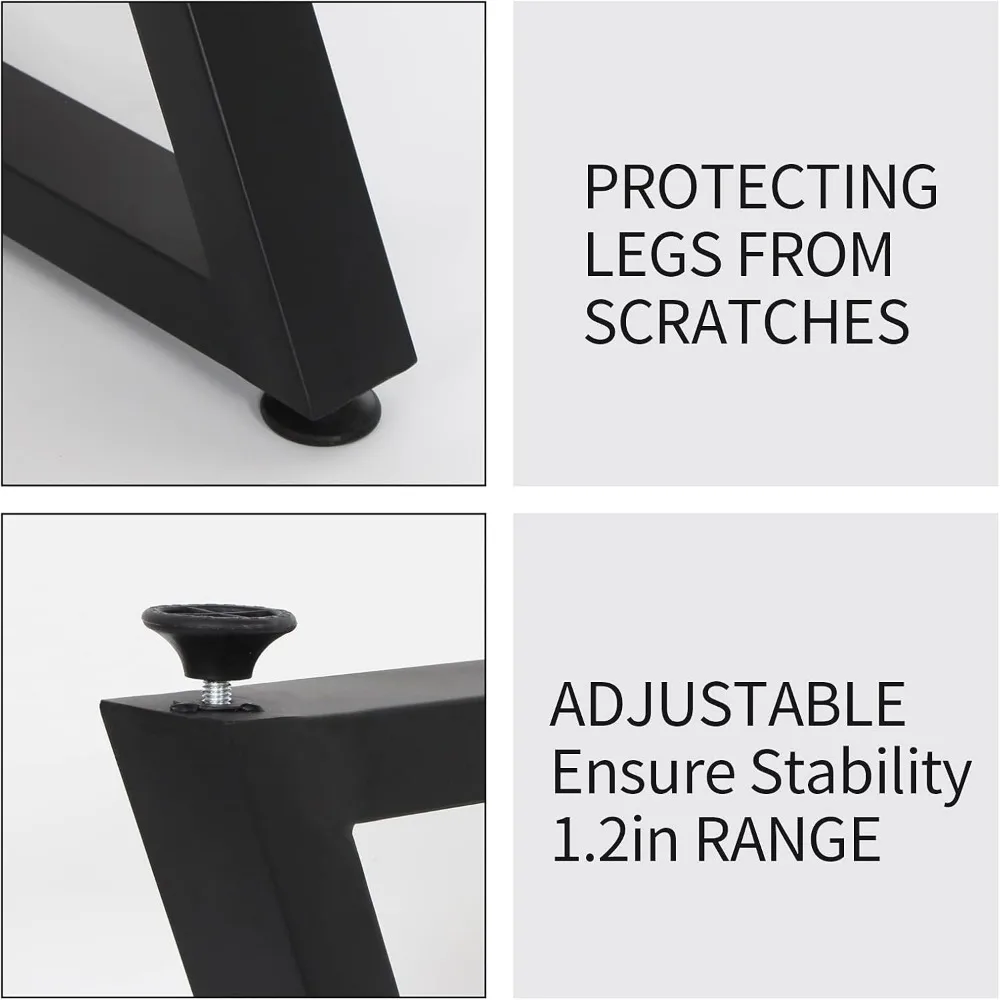Kaki Meja Logam Industri Tugas Berat, Tinggi 28, Lebar 19.7, Kaki Furnitur Hitam Modern untuk Meja Kokoh