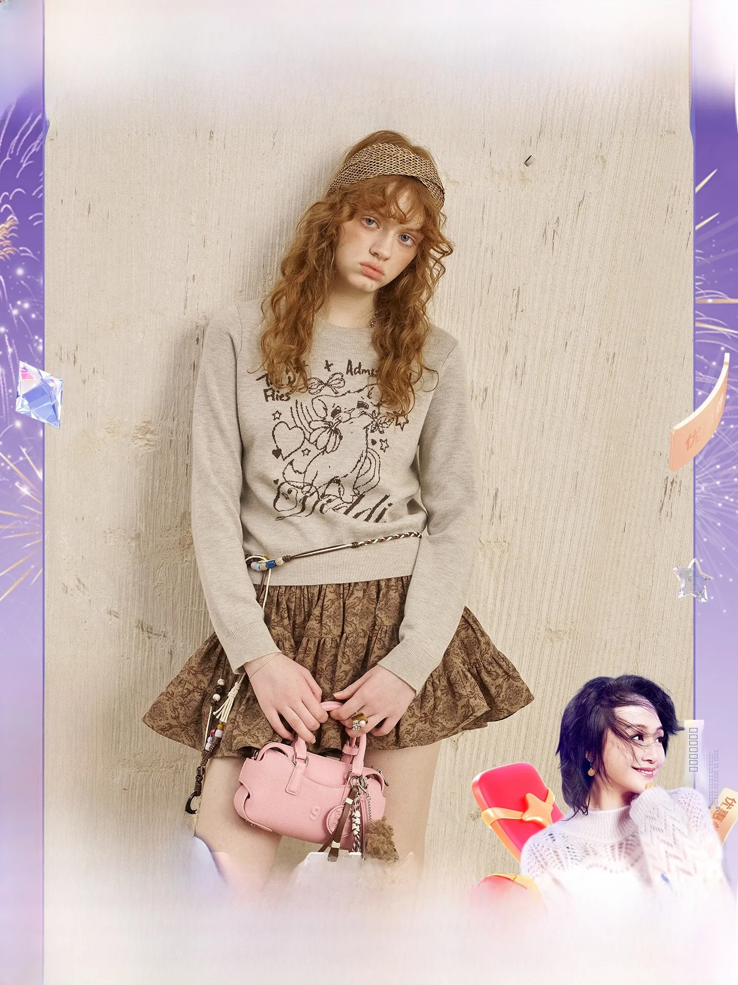 

DIDDI MODA Новинка: Мягкий вязаный пуловер с круглым вырезом и мультяшным принтом роз, из смесового полиэстера и нейлона, с длинными рукавами, осенний.