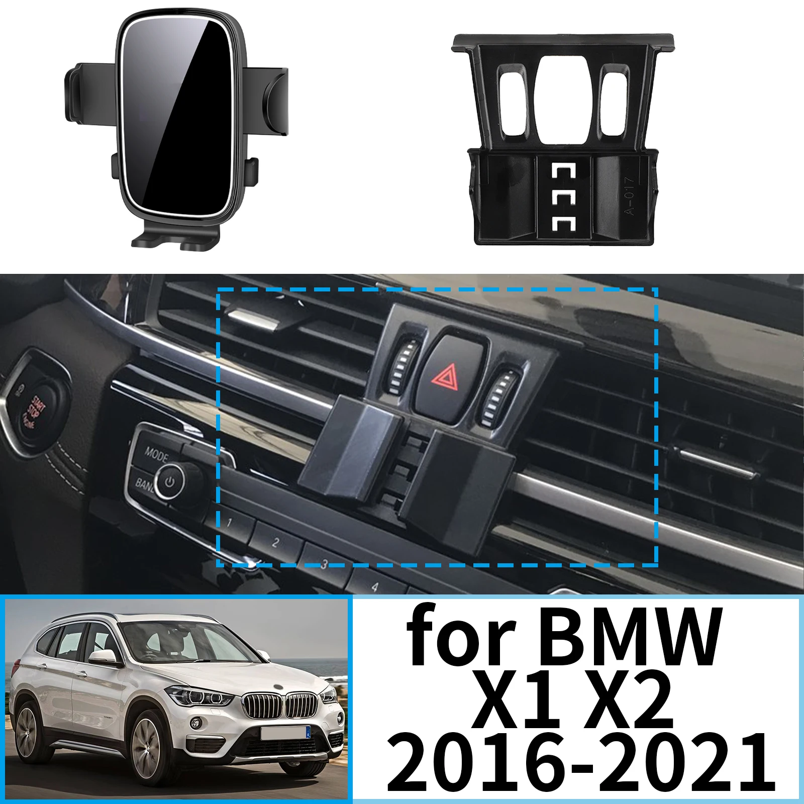 

fit for BMW X1 X2 F48 F49 F39 2016-2021 ​​Stable Clip-On Phone Holder​​ Mount Screen Base No Vibration​ Car accessoires