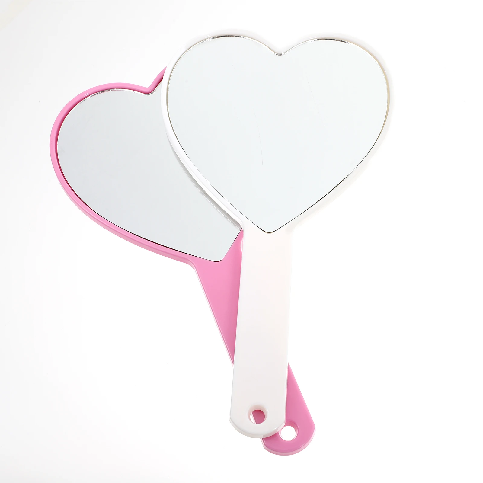 

2pcs Heart-Shaped Mirror Foldable Mini Portable Vanity Plastic Outdoor Women Best Gift Makeup Mirror