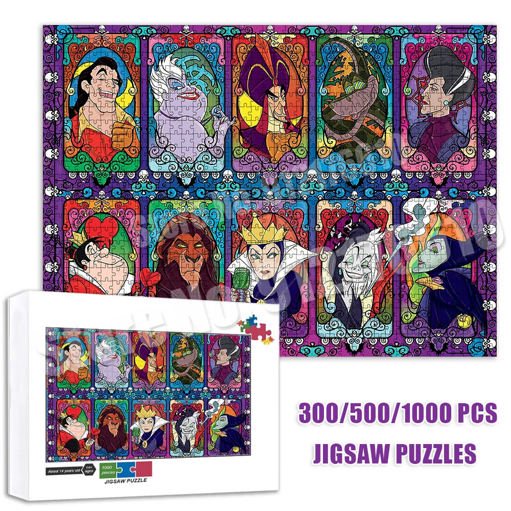 Disney Vicious Queen Villain Figures Puzzles for Kids 1000/500/300 Pieces Jigsaw Puzzles Educational Intellectual Diy Puzzle Toy