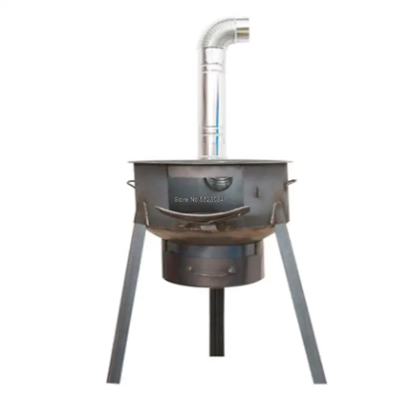 

Upgraded Version New Firewood Stove Outdoor Camping Movable Ground Pot Wood Stove Multifunction Thicken Home Rural Stove