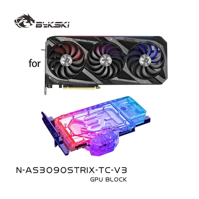 Bykski N-AS3090STRIX-TC-V3 GPU Active Backplate Water Block Use for ASUS ROG STRIX RTX3090 RTX3080 3080ti 24G Gaming Video Card
