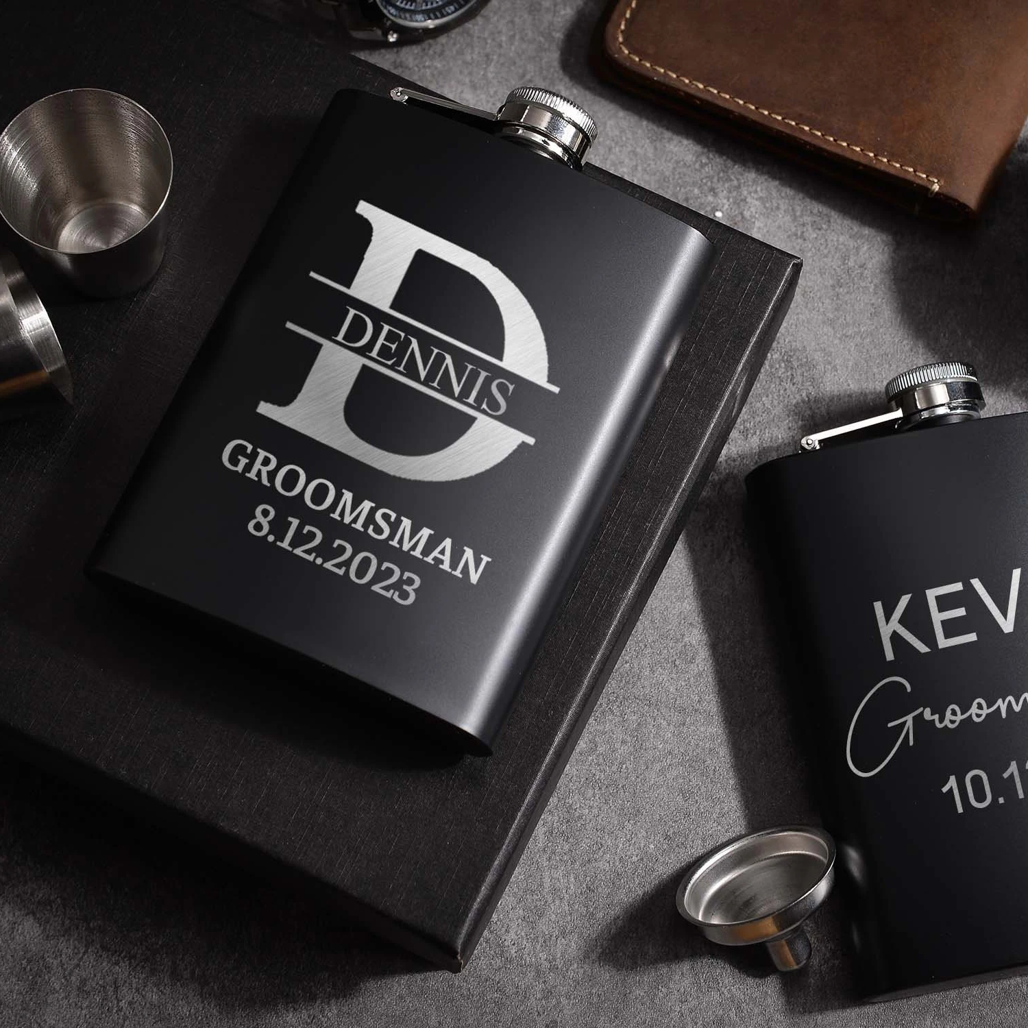 Fiaschetta personalizzata fiaschetta da 6 once fiaschetta con incisione in acciaio inossidabile Best Man Groom Gift scatola bianca imballaggio Logo personalizzato per matrimonio