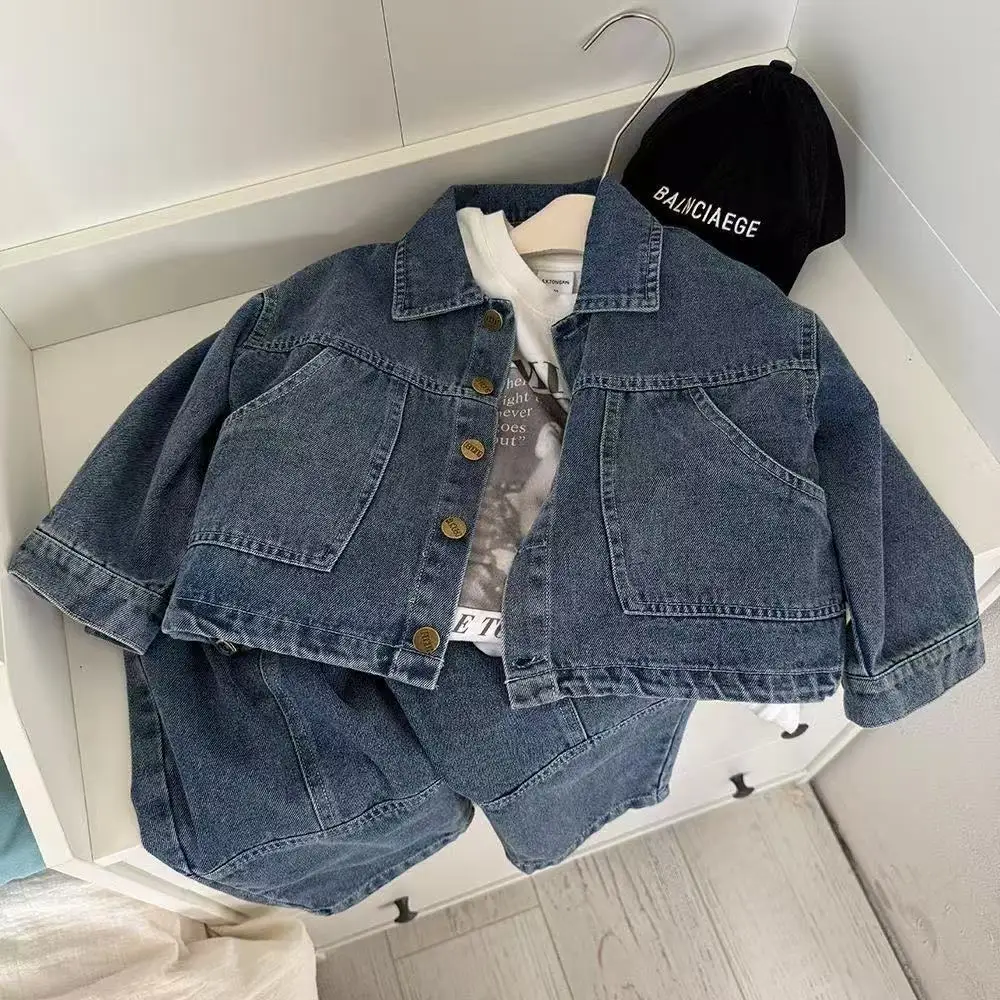 Autumn and Winter Boys' Clothes Set Boys' Denim Suit Childrens Trousers Boy's Fashion Clothes Two-Piece Kids Outfits 2026 New